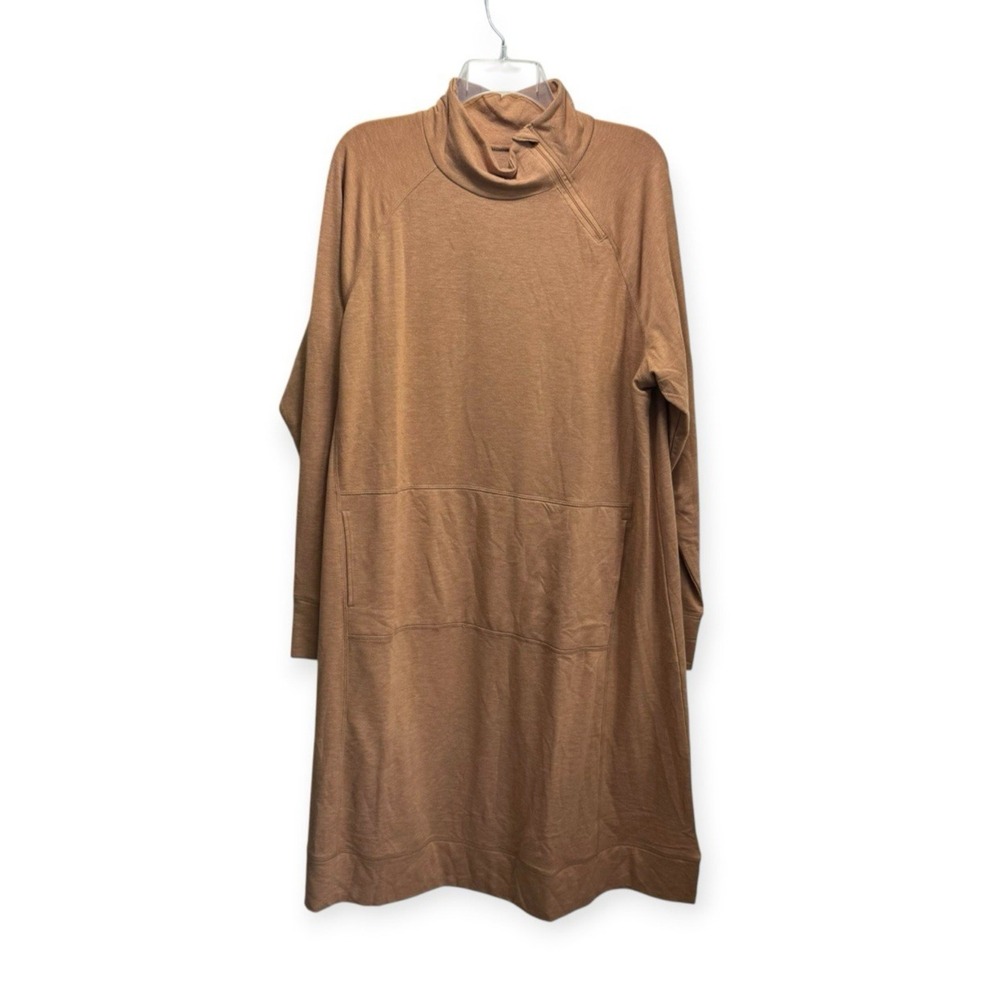 Cuddl Duds Lounge House Plus Minimalist Comfort Granola Midi Dress 1X Kangaroo